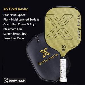 Body Helix X5 Gold Kevlar Pickleball Paddle - Durable, Lightweight, 8.1 oz with Premium Carbon Handle -  product_vendor - Peak Primal Wellness