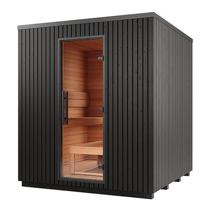 Auroom Garda 6-Person Fully Assembled Outdoor Traditional Sauna Cabin w/ Black Thermo-Pine Wood -  product_vendor - Peak Primal Wellness
