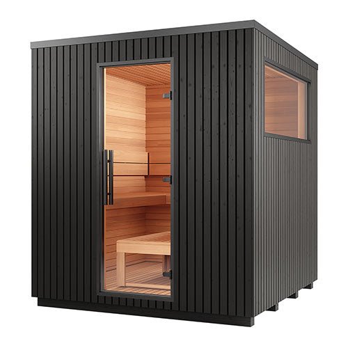 Auroom Garda 6-Person Fully Assembled Outdoor Traditional Sauna Cabin w/ Black Thermo-Pine Wood -  product_vendor - Peak Primal Wellness