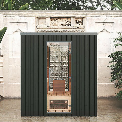 Auroom Garda 6-Person Fully Assembled Outdoor Traditional Sauna Cabin w/ Black Thermo-Pine Wood -  product_vendor - Peak Primal Wellness