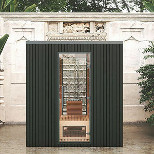 Auroom Garda 6-Person Fully Assembled Outdoor Traditional Sauna Cabin w/ Black Thermo-Pine Wood -  product_vendor - Peak Primal Wellness