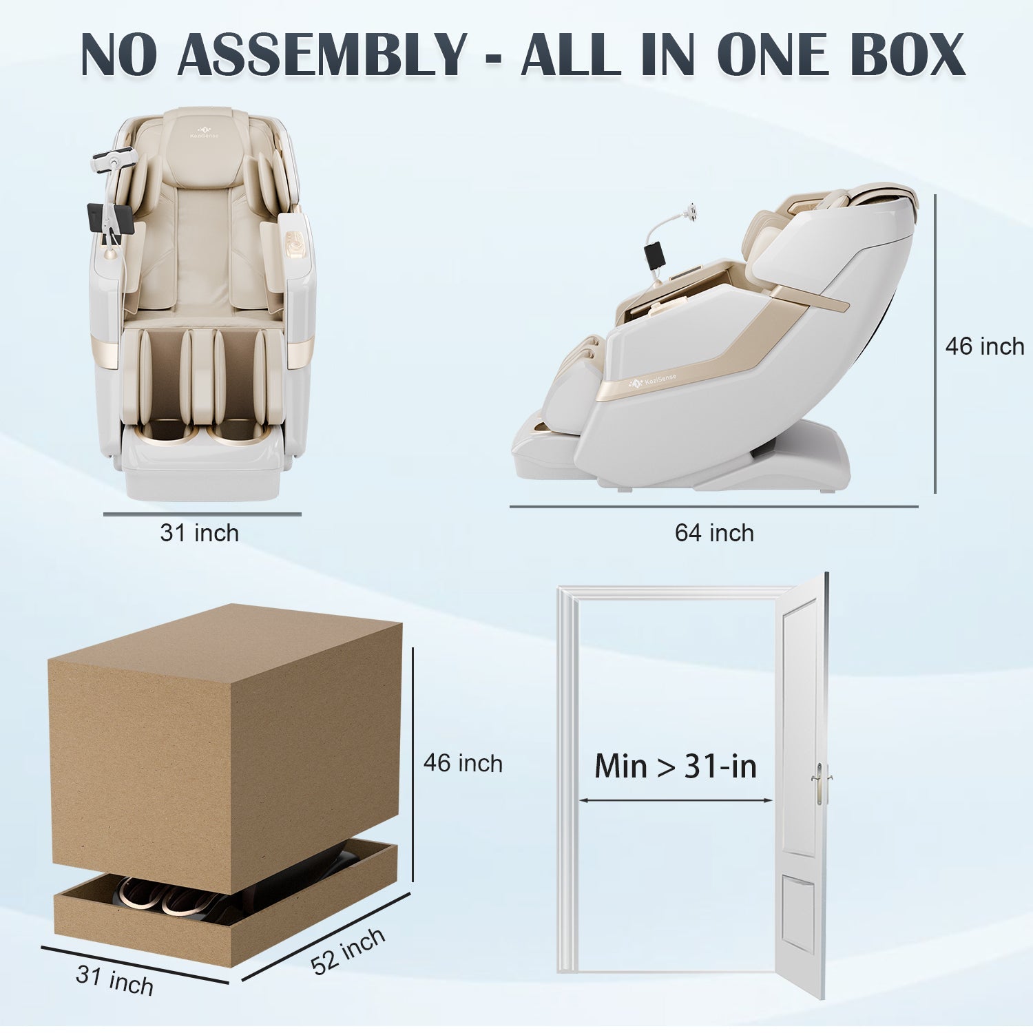 KoziSense KZ - 313 Heated Massage Chair (White) Jade Stone -  product_vendor - Peak Primal Wellness