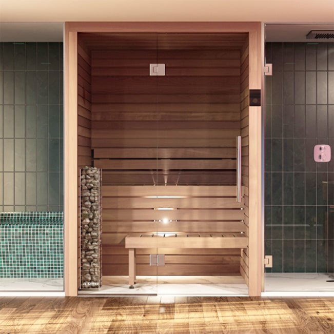 Auroom Cala Glass 4-Person Traditional Sauna Kit w/ Thermo-Aspen Wood -  product_vendor - Peak Primal Wellness
