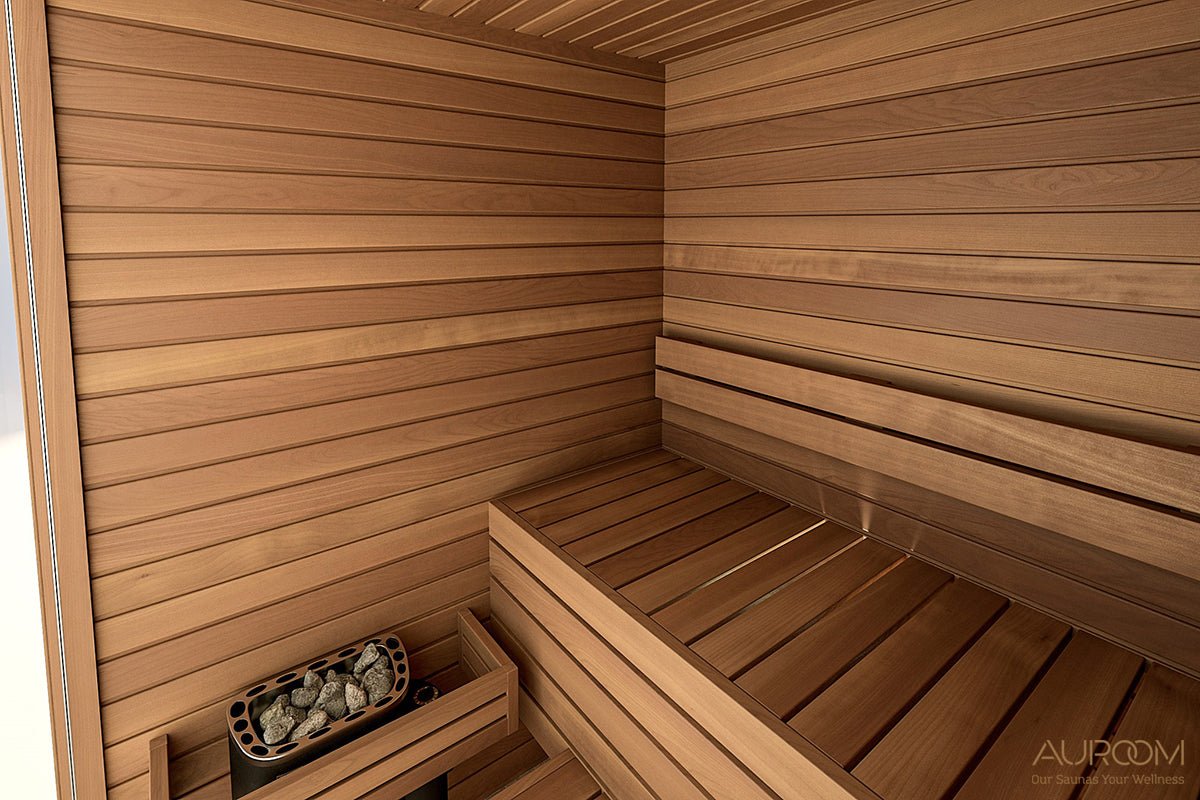 Auroom Cala Glass 4-Person Traditional Sauna Kit w/ Thermo-Aspen Wood -  product_vendor - Peak Primal Wellness