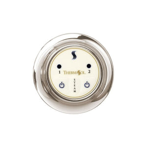 ThermaSol EST Steam Shower Control from the Easy Start Series, featuring a sleek flushmount design and 3-button interface for effortless steam activation.