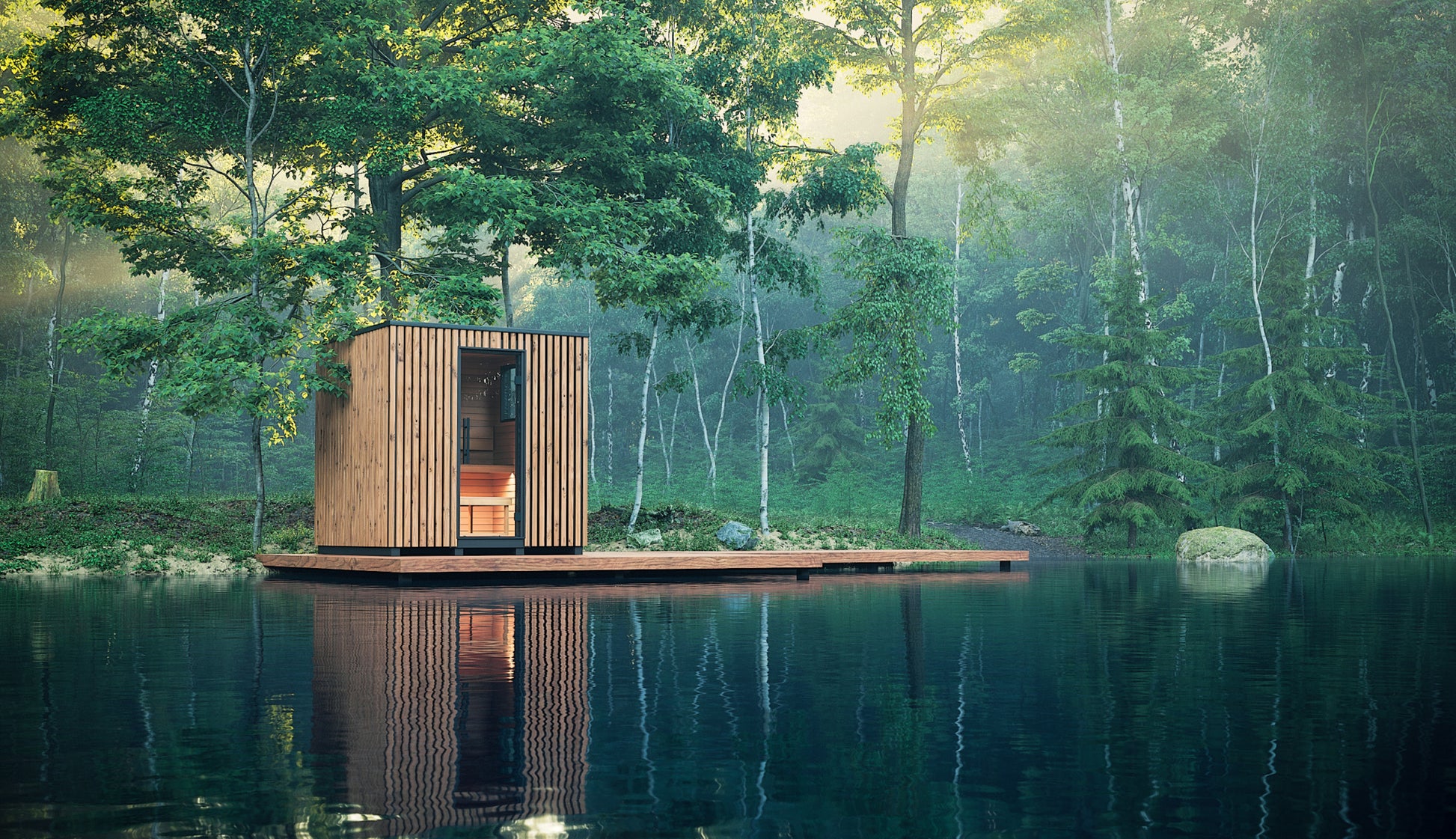Auroom Garda 6-Person Outdoor Traditional Sauna Cabin Kit w/ Thermo-Pine Wood -  product_vendor - Peak Primal Wellness