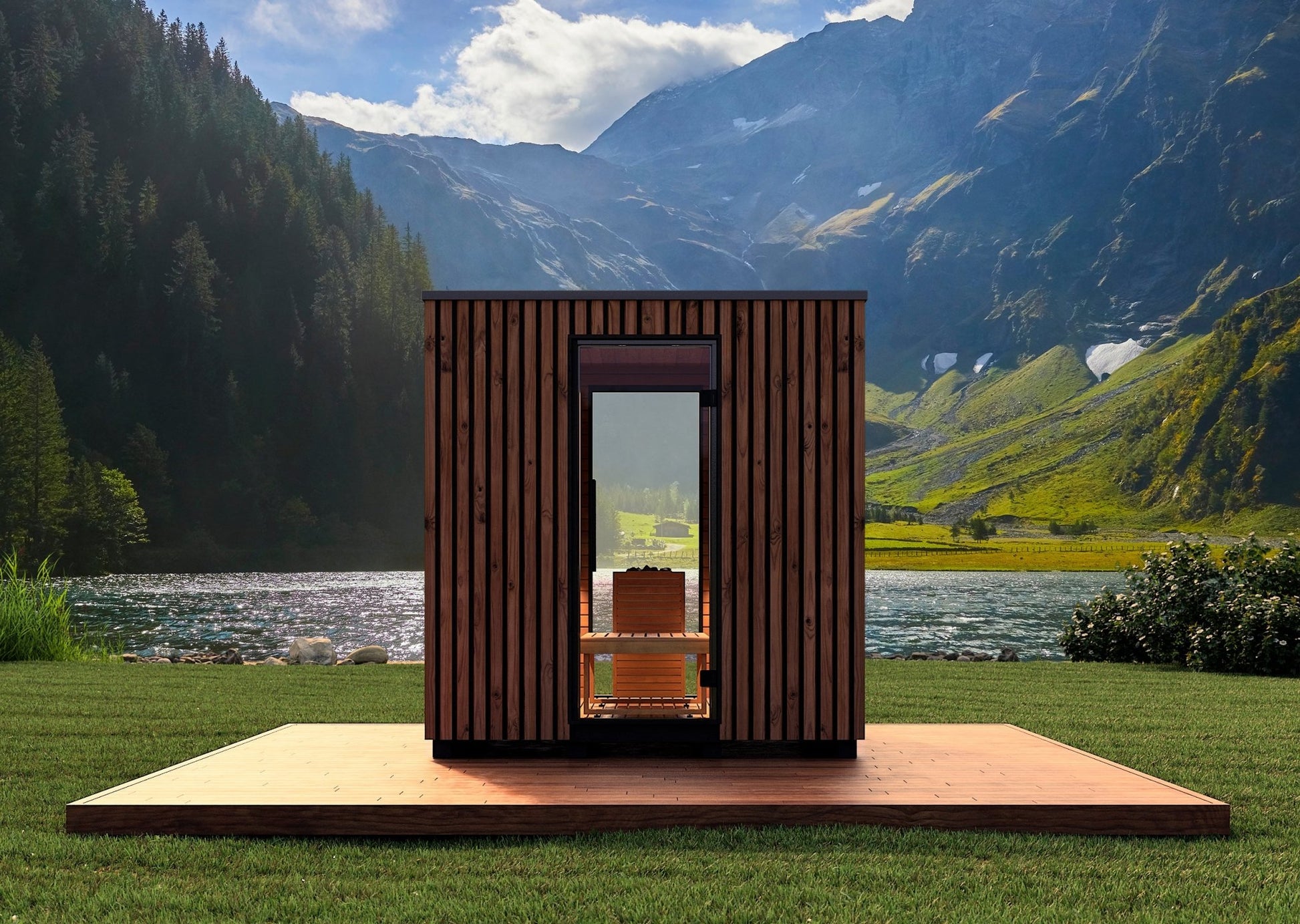 Auroom Garda 6-Person Outdoor Traditional Sauna Cabin Kit w/ Thermo-Pine Wood -  product_vendor - Peak Primal Wellness