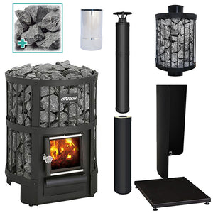 Harvia Legend 150 BK WH Pkg Wood-Burning Sauna Stove Package, 16kW