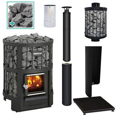 Harvia Legend 150 BK WH Pkg Wood-Burning Sauna Stove Package, 16kW