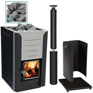 Harvia Pro 20 BK Pkg Wood - Burning Sauna Stove Package, 24kW -  product_vendor - Peak Primal Wellness