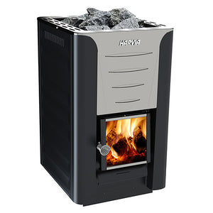 Harvia Pro 20 BK Pkg Wood-Burning Sauna Stove Package, 24kW