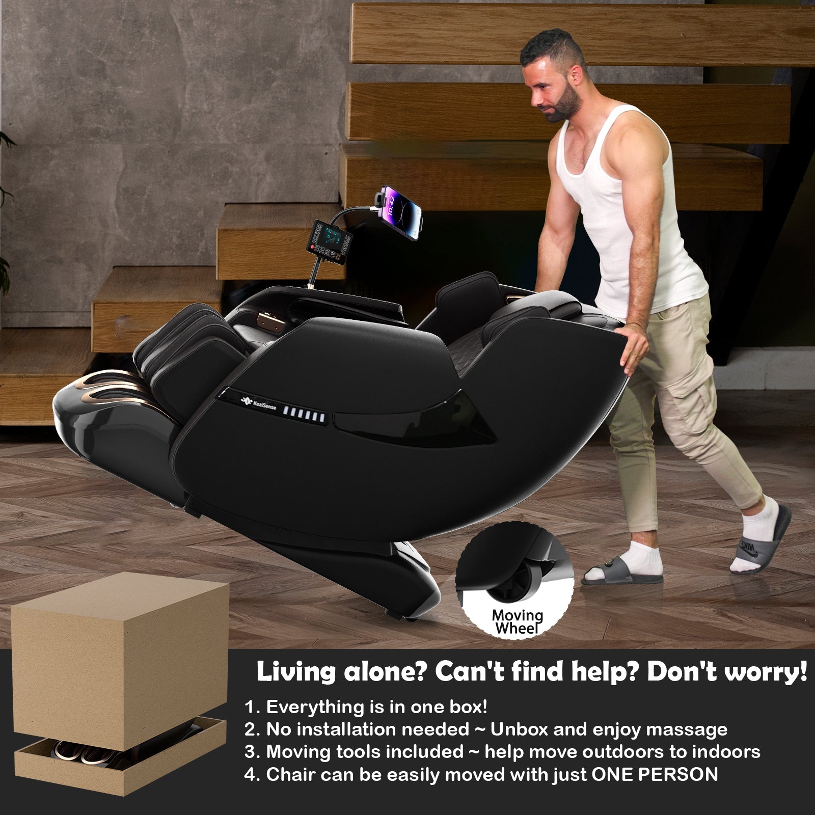 KoziSense KZ-A18 3D SL-track Massage Chair 2026 Upgraded - (All Black)