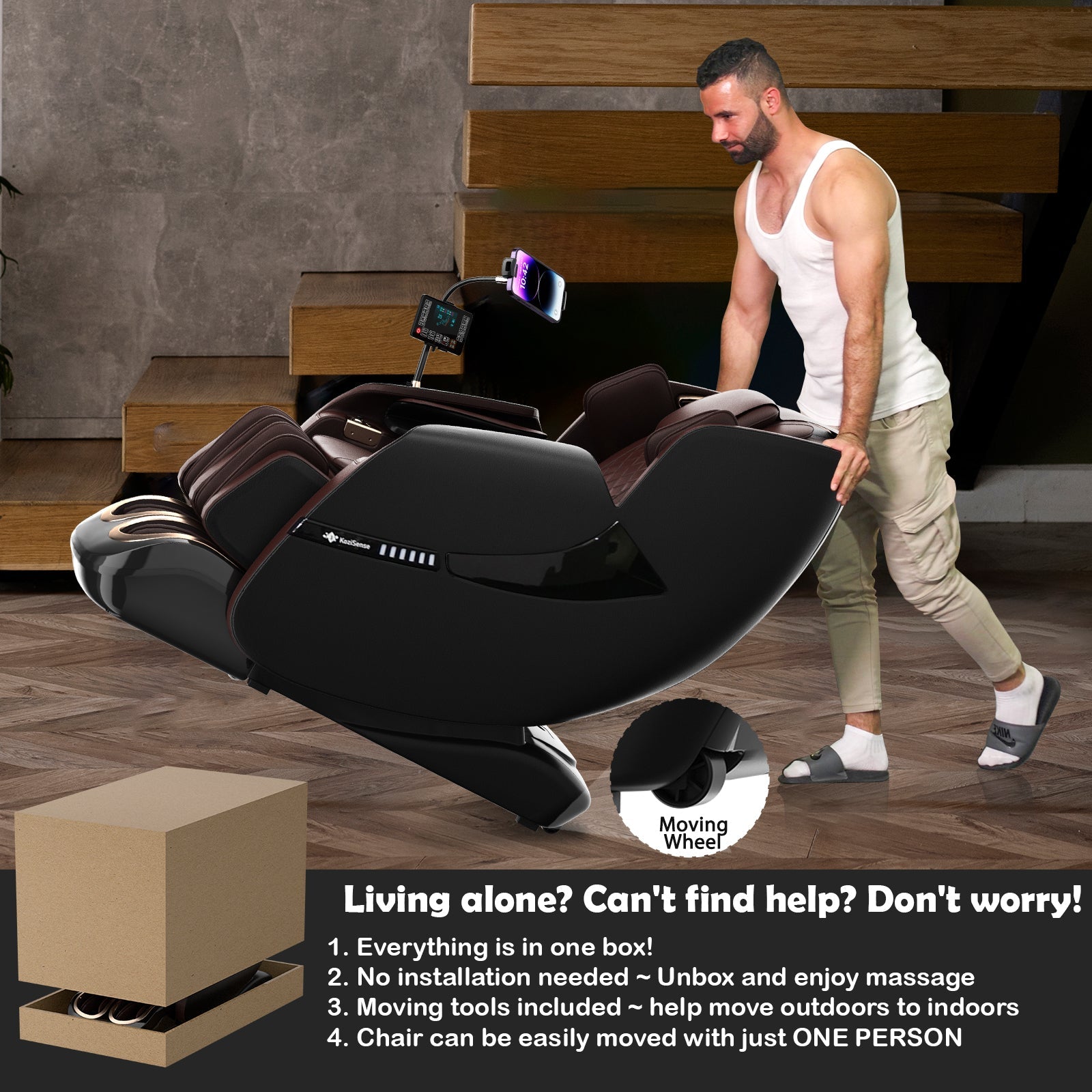KoziSense KZ - A18 3D SL - track Massage Chair 2026 Upgraded - (Black and Brown) -  product_vendor - Peak Primal Wellness