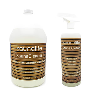 SaunaLife Wood Sauna Cleaner - 32oz Spray & 1 Gallon Concentrate, Disinfectant & Deodorizer