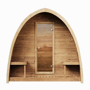Weather-resistant thermo-pine exterior of the SaunaLife G3 Sauna Kit, demonstrating durability and stylish outdoor wellness.