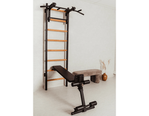 BenchK 233B Wall Bars Swedish Ladder featuring adjustable pull-up bar and dip station for versatile home gym workouts.