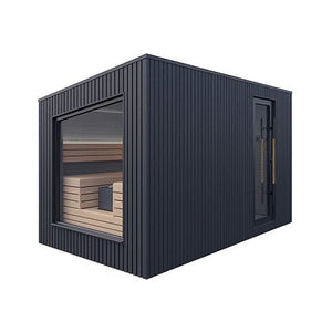 Auroom Terra 6-Person Outdoor Traditional Sauna Cabin w/ Black Thermo-Pine Wood -  product_vendor - Peak Primal Wellness