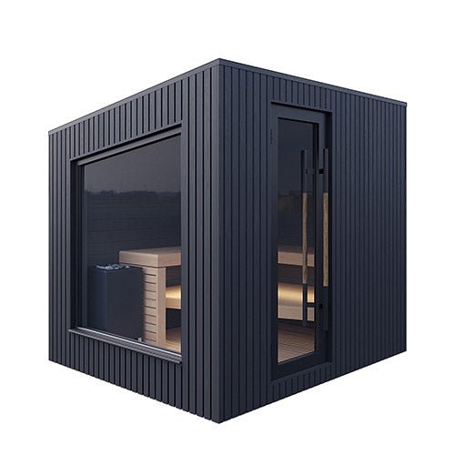 Auroom Terra 6-Person Outdoor Traditional Sauna Cabin w/ Black Thermo-Pine Wood -  product_vendor - Peak Primal Wellness