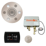 Complete ThermaSol TWPSR Total Wellness Steam Shower Package displayed, showing all components including the smart control and rainhead.