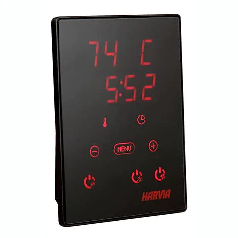 Harvia Cilindro PC60E Sauna Heater 6kW showcasing its elegant pillar design and stone capacity, ideal for enhancing your sauna experience.